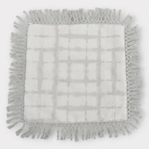 Thro Shibori Fringe Trim Pillow Cover 20"x20" Ethnic Ikat  Print